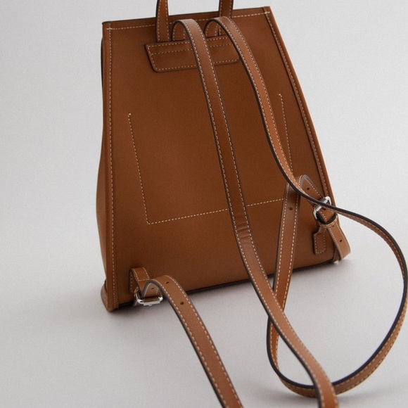 ZARA TOPSTITCHED FLAP BACKPACK - Picture 2 of 5